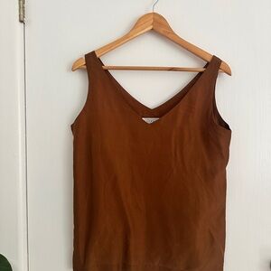 Vintage Express 100% Silk Tank Top – Brown – Size S